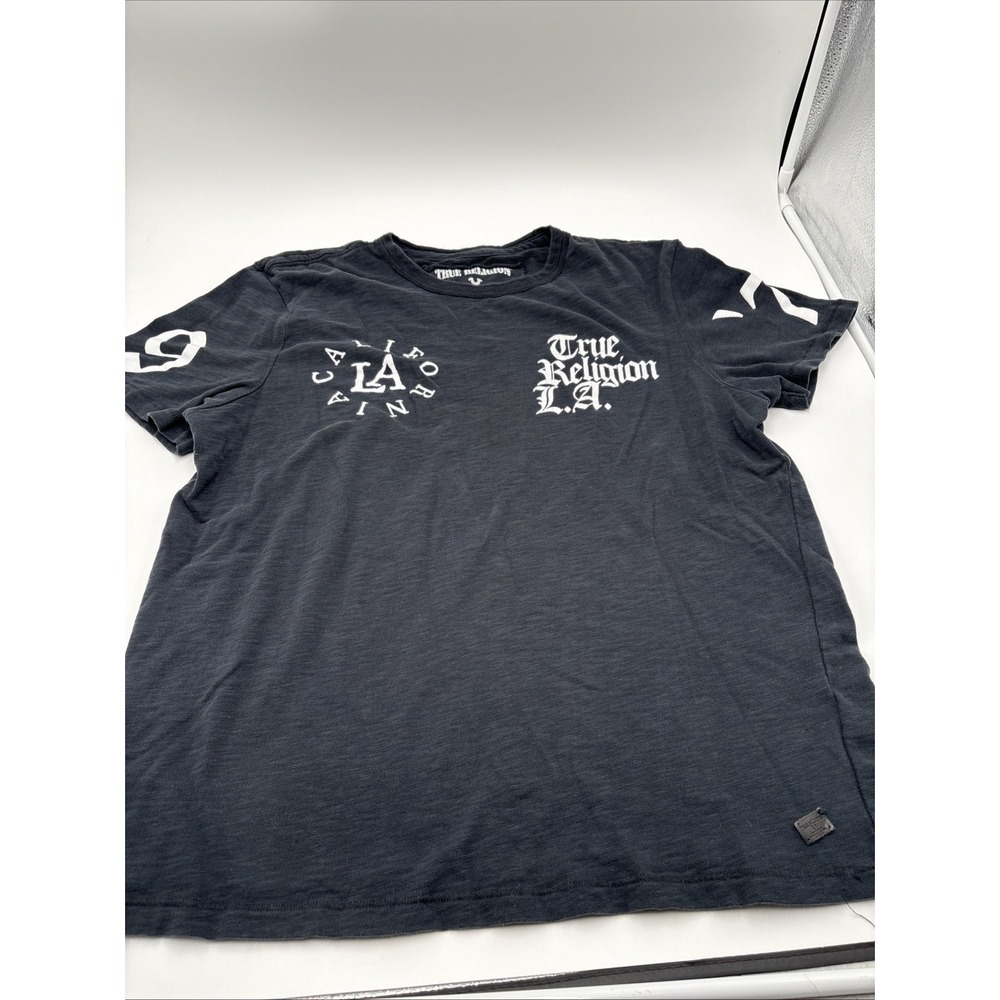 True Religion T-shirt Mens Size XL Black LA California Cotton Multi Crew Tee